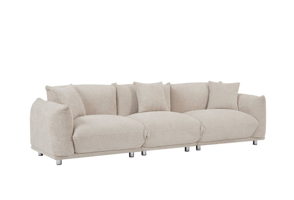 English Elm Originality Mid-Century Curry Lambswool Sherpa 4-Seater Sofa with Metal Legs, Modular Comfort Design Camel W542S00020