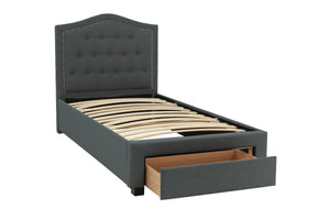 English Elm Charcoal Twin Size Bed With Button-Tufted Arch Headboard & Storage Drawer - Modern Bedroom Essential B011S00704