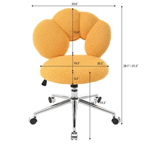English Elm 360°swivel Teddy Fabric Home Office Chair with Ergonomic Arc Back and Adjustable Seat Yellow W680P143491