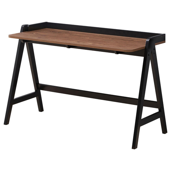 English Elm Walnut A‑Frame Writing Desk with Dual USB Ports, Industrial Studio Style, Curved Edges, 49.5" Wide B062P153882