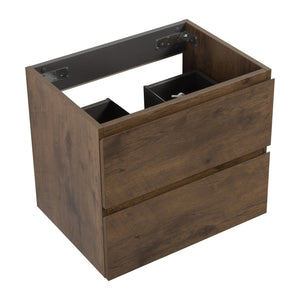 English Elm Alice-24W-105,Wall Walnut Finish Single Wall-Mount Vanity WITHOUT BASIN — 20% More Drawer Space, Pre-Assembled Elegance W1865110047