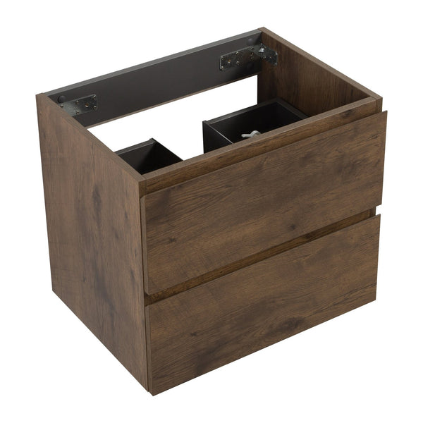 English Elm Alice-24W-105,Wall Walnut Finish Single Wall-Mount Vanity WITHOUT BASIN — 20% More Drawer Space, Pre-Assembled Elegance W1865110047