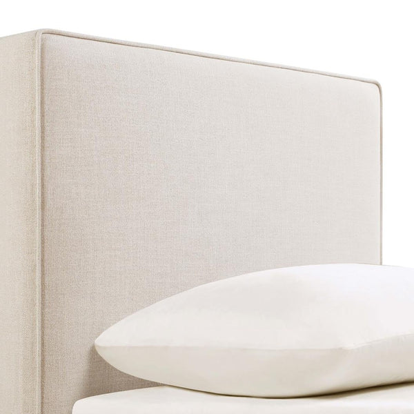 English Elm Sand Upholstered Twin Headboard Tailored Welt Border Pine Frame Minimalist Bedroom B062P153892