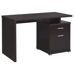 English Elm Cappuccino Contemporary 2-Drawer Reversible Office Desk with File Drawer, Open Cubbies, Sleek Storage Options B062P153862
