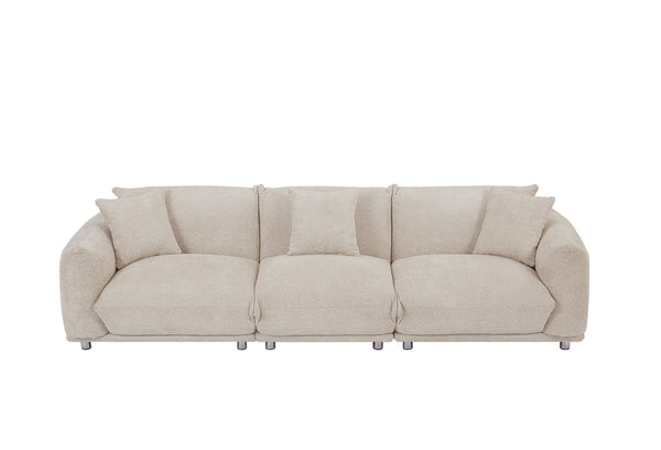 English Elm Originality Mid-Century Curry Lambswool Sherpa 4-Seater Sofa with Metal Legs, Modular Comfort Design Camel W542S00020