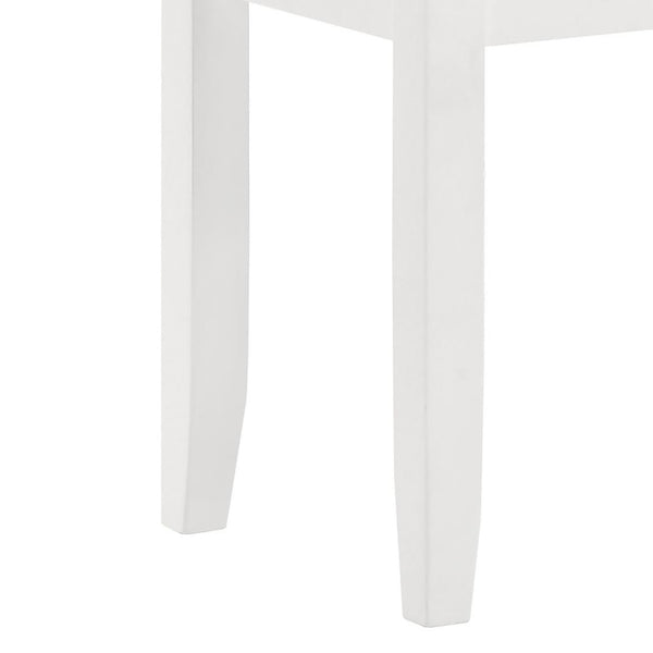 English Elm White Modern Vanity Stool with Padded PU Seat, Matte White Finish, Tapered Legs, Comfy Dressing Chair 92 B062P153878