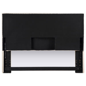 English Elm Sand Fabric Upholstered Headboard Rounded Silhouette for Queen Full Bedroom B062P153883