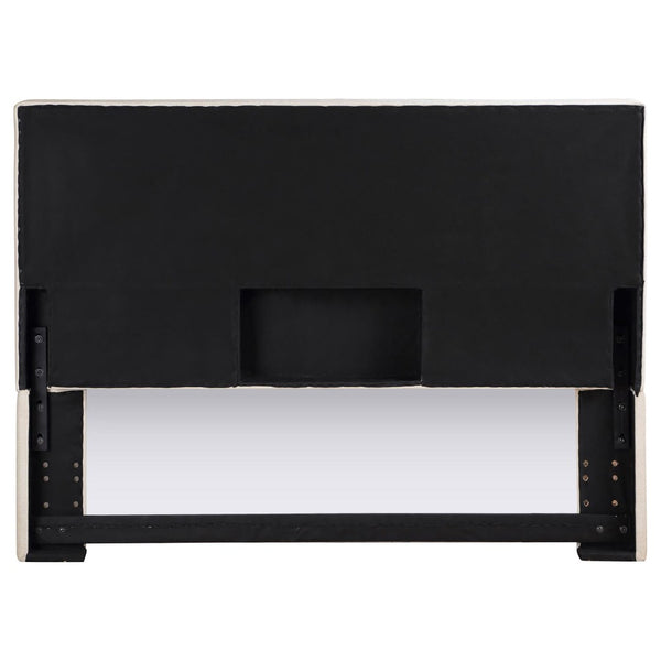 English Elm Sand Fabric Upholstered Headboard Rounded Silhouette for Queen Full Bedroom B062P153883