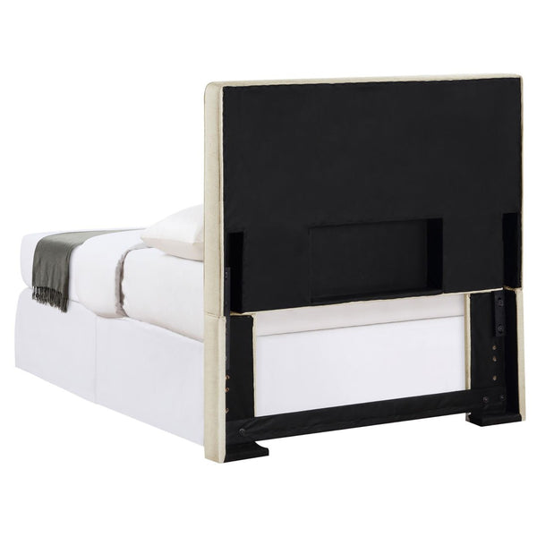 English Elm Sand Upholstered Twin Headboard Tailored Welt Border Pine Frame Minimalist Bedroom B062P153892
