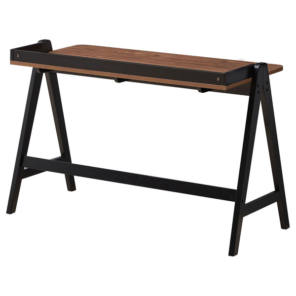 English Elm Walnut A‑Frame Writing Desk with Dual USB Ports, Industrial Studio Style, Curved Edges, 49.5" Wide B062P153882