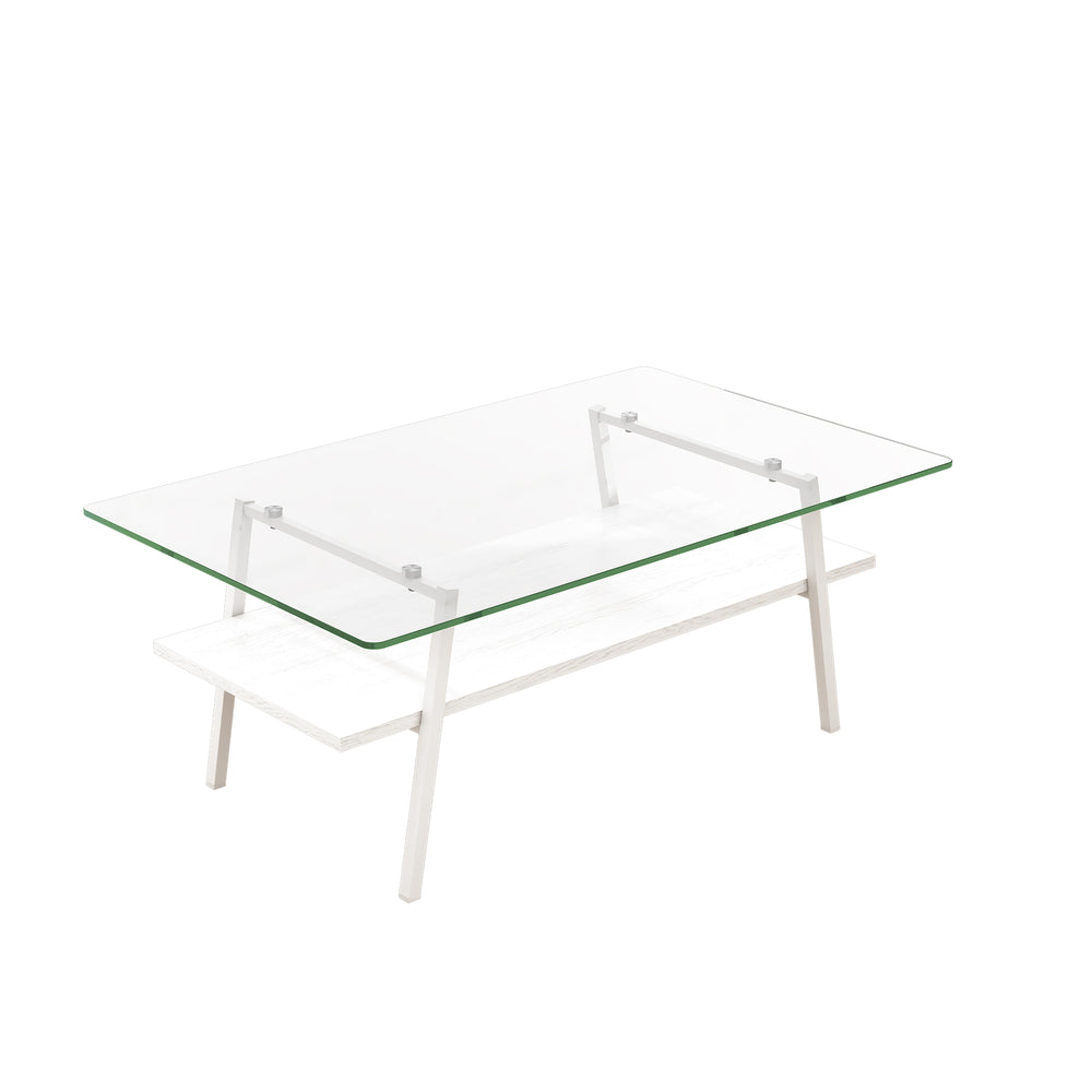 English Elm Coffee Table Set Of 3 – Modern Tempered Glass & Mdf End Tables For Stylish Living Room Decor W241S00050