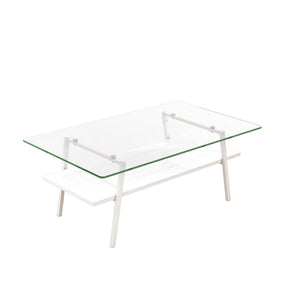 English Elm Coffee Table Set Of 3 – Modern Tempered Glass & Mdf End Tables For Stylish Living Room Decor W241S00050