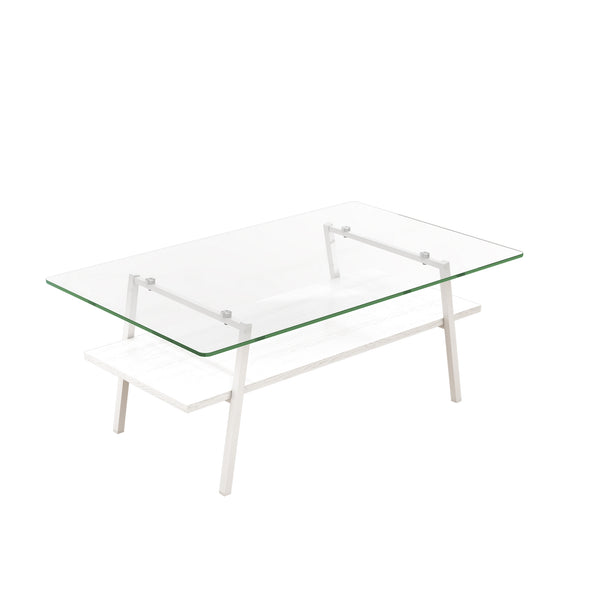 English Elm Coffee Table Set Of 3 – Modern Tempered Glass & Mdf End Tables For Stylish Living Room Decor W241S00050