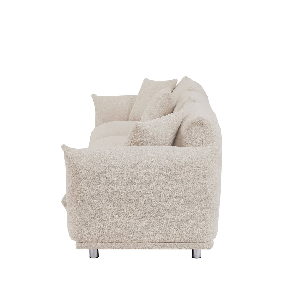 English Elm Originality Mid-Century Curry Lambswool Sherpa 4-Seater Sofa with Metal Legs, Modular Comfort Design Camel W542S00020