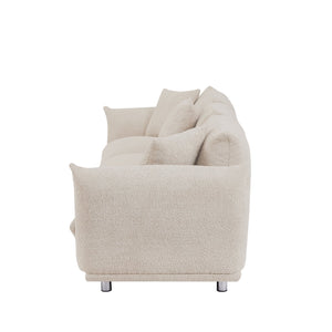 English Elm Originality Mid-Century Curry Lambswool Sherpa 4-Seater Sofa with Metal Legs, Modular Comfort Design Camel W542S00020