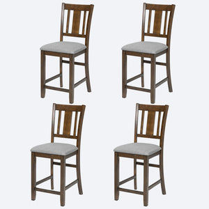 English Elm Dining Chairs Set Of 4 - Elegant Counter Height Kitchen Seating With Padded Linen, Walnut Finish W1998126394