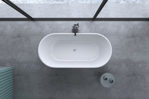 English Elm 55" Acrylic Freestanding Soaking Tub Glossy White Spa Bath with Chrome Drain Cupc W1920P194798