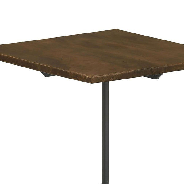 English Elm Dark Brown Mango Wood Accent Table with Gunmetal Tripod Frame — Compact 20" Side Table, Modern Flair B062P153885
