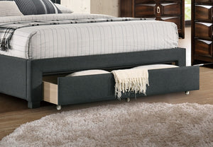 English Elm California King Storage Bed Arched Tufted Burlap Headboard Contemporary Bedroom Frame B011S02050
