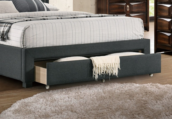 English Elm California King Storage Bed Arched Tufted Burlap Headboard Contemporary Bedroom Frame B011S02050
