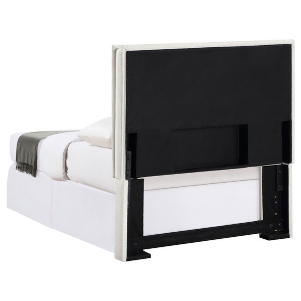 English Elm Sand Fabric Twin Headboard with Raised Flange Border for Modern Minimalist Bedrooms B062P153887