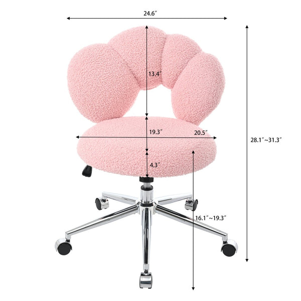 English Elm 360°swivel Teddy Fabric Home Office Chair with Ergonomic Arc Back and Adjustable Seat Pink W680P143449