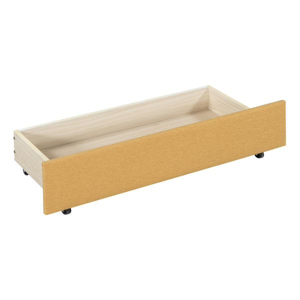 English Elm Full Size Linen Upholstered Daybed with Storage Drawers Sofa Bed for Guest Rooms Yellow LP000172AAL-1