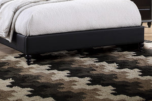 English Elm Black Faux Leather Queen Bed Headboard Cut-Out Tufted Upholstered Nailhead Modern 49"H Design B011S00712
