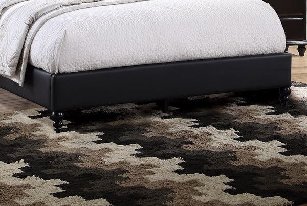 English Elm Black Faux Leather Queen Bed Headboard Cut-Out Tufted Upholstered Nailhead Modern 49"H Design B011S00712