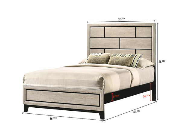 English Elm Cotemporary Geometric Tiled Headboard Queen Bed with Low-Profile Frame and Minimalist Zen Design White 61.2 L x 37.5 W x 7 H B011S00744