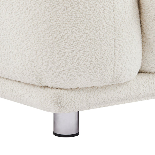 English Elm Originality Mid-Century Curry Lambswool Sherpa 4-Seater Sofa with Metal Legs, Modular Comfort Design White W542S00018