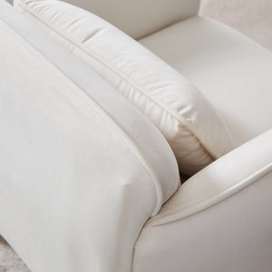 English Elm Oversized Velveta Accent Armchair in Beige — Plush Velvet Upholstered Sofa Chair with Metal Legs for Cozy Living Spaces W542P147987