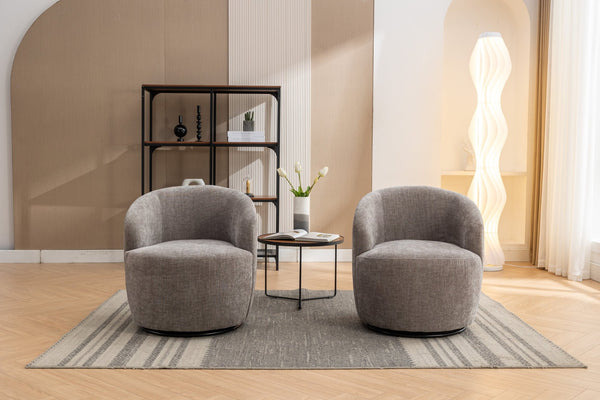 English Elm 037-chenille Swivel Barrel Accent Chair with Metal Ring Base for Living Room W527P143655
