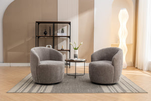 English Elm 037-chenille Swivel Barrel Accent Chair with Metal Ring Base for Living Room W527P143655