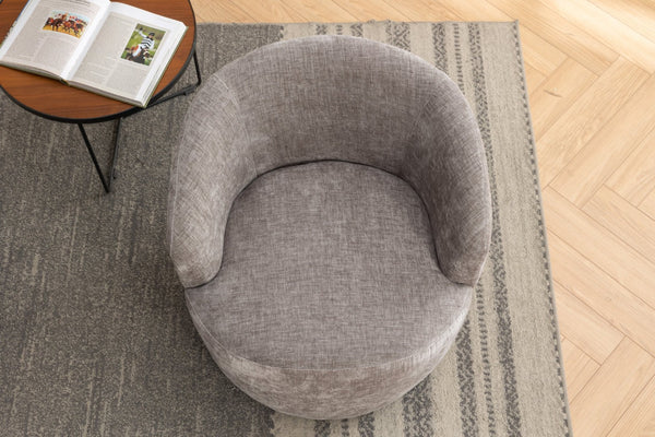 English Elm 037-chenille Swivel Barrel Accent Chair with Metal Ring Base for Living Room W527P143655