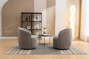 English Elm 037-chenille Swivel Barrel Accent Chair with Metal Ring Base for Living Room W527P143655