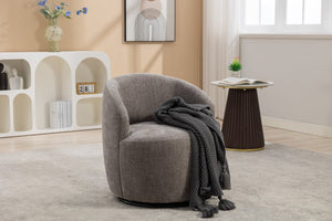 English Elm 037-chenille Swivel Barrel Accent Chair with Metal Ring Base for Living Room W527P143655