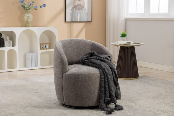 English Elm 037-chenille Swivel Barrel Accent Chair with Metal Ring Base for Living Room W527P143655