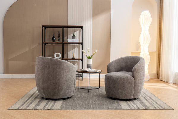 English Elm 037-chenille Swivel Barrel Accent Chair with Metal Ring Base for Living Room W527P143655