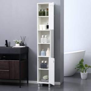 English Elm Kleankin Tall Bathroom Storage Cabinet With Mirror - Space-Saving Freestanding Tower For Stylish Organization W2225P156091