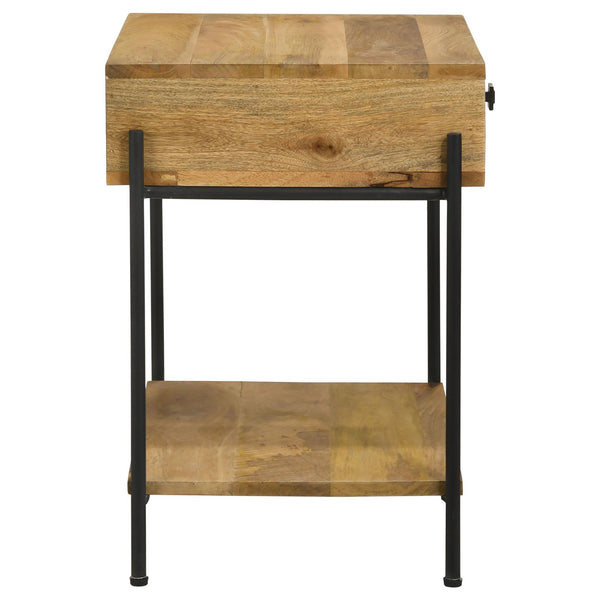 English Elm Natural Mango Accent Table With Drawer & Bottom Shelf - Stylish Storage For Small Spaces! B062P153900