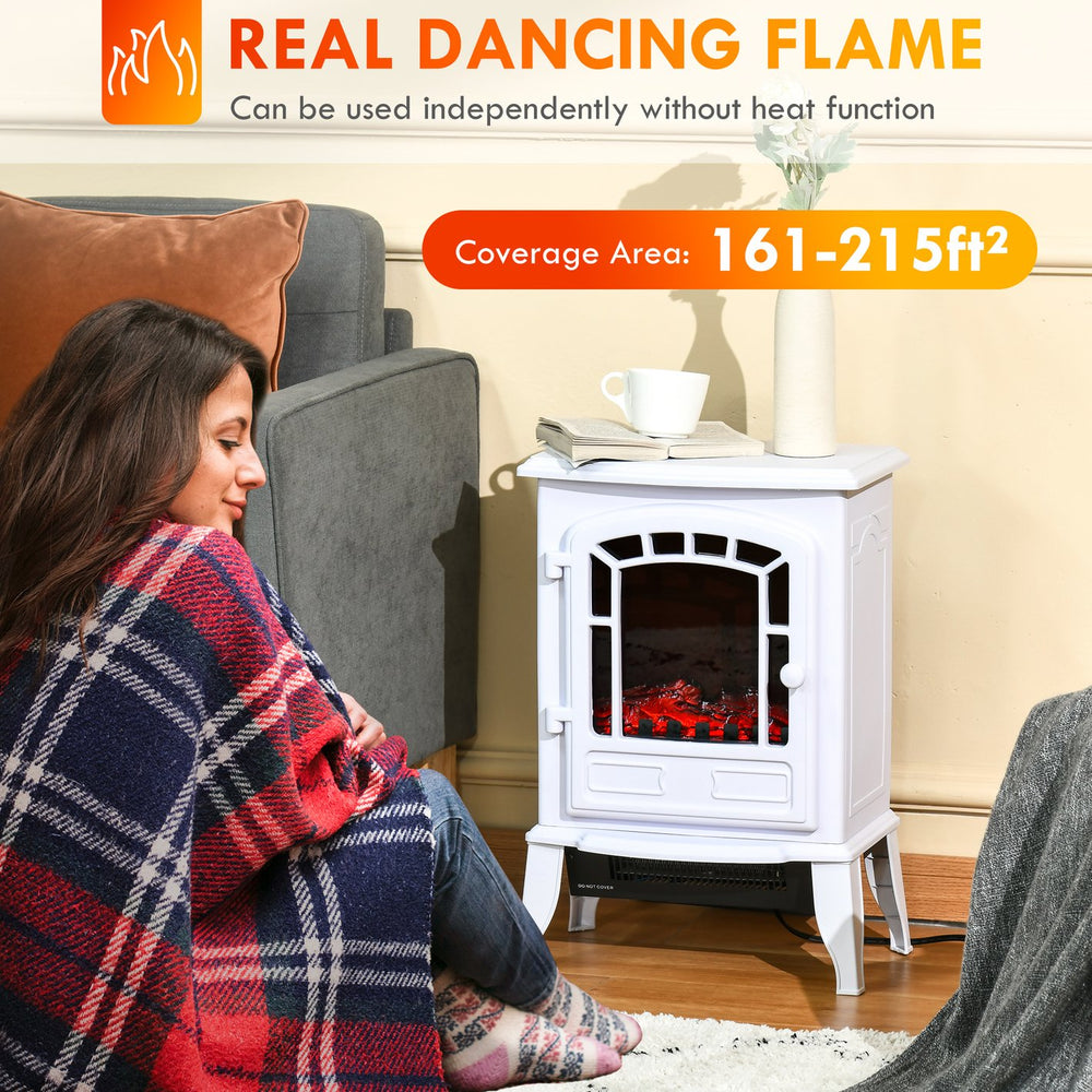 English Elm Homcom 22" Electric Fireplace Stove - Compact Heater With Realistic Flame, Safety Features & Style W2225P156081