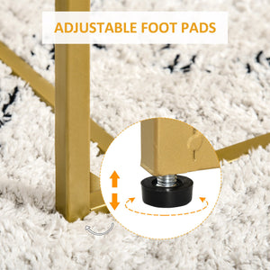 English Elm HOMCOM Gold Tempered Glass Coffee Table with Two Staggered Square Tops, Modern Stable Accent Table W2225P156093