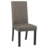 Modern Parson Dining Chairs, Grey/Black Upholstery, Set of 2 - Elegant Set