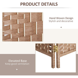 English Elm HOMCOM 6' Tall Wicker Weave 6-Panel Folding Room Divider with Arched Top and Portable Design Natural W2225P156071