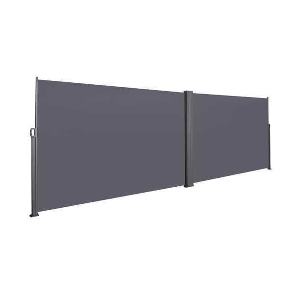English Elm 276" Retractable Side Awning Privacy Screen 276"x71" Waterproof UV-Resistant Balcony Divider Grey Shade W419P143092