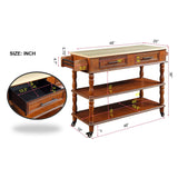 English Elm 56 Inch Rolling Kitchen Island With Storage,Kitchen Cart With Solid Oak Wood Top,Two-Sided Kitchen Island Cart On Wheels , Wine and Spice Rack, Large Kitchen Cart With 2 Drawers, Walnut+Natural Top