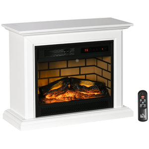 English Elm HOMCOM 31" Electric Fireplace Mantel with Dimmable Flame, Remote Control, 1400W Heater, White W2225P156090
