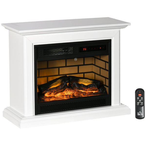 English Elm HOMCOM 31" Electric Fireplace Mantel with Dimmable Flame, Remote Control, 1400W Heater, White W2225P156090
