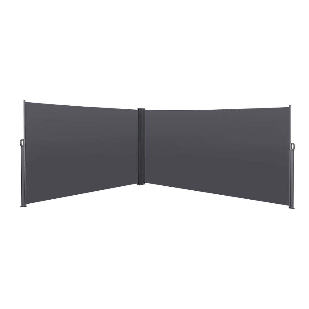 English Elm 276" Retractable Side Awning Privacy Screen 276"x71" Waterproof UV-Resistant Balcony Divider Grey Shade W419P143092